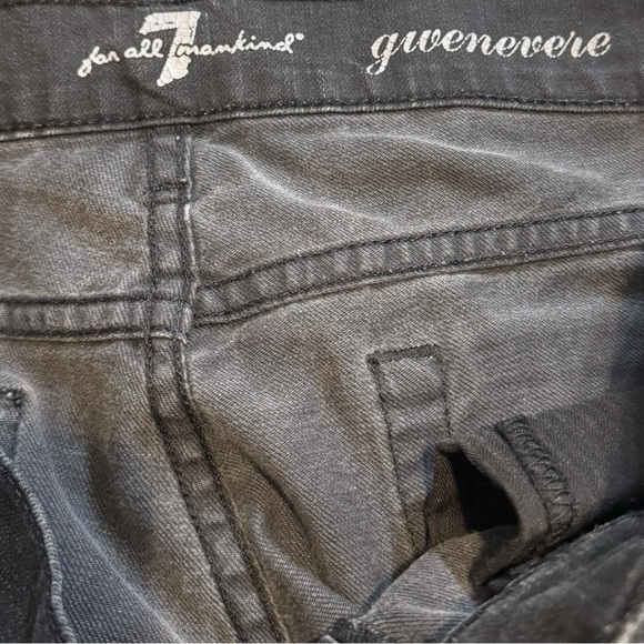 7 For All Mankind Gwenevere Black Skinny Jeans – Leopard Back Pocket – Size 28 - Picture 5 of 6